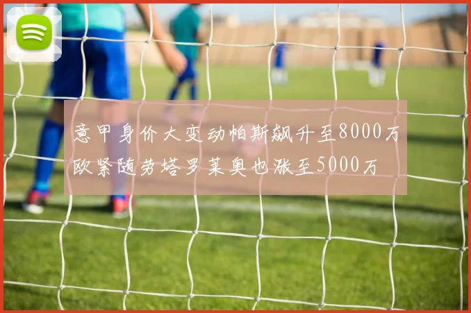 意甲身价大变动帕斯飙升至8000万欧紧随劳塔罗莱奥也涨至5000万